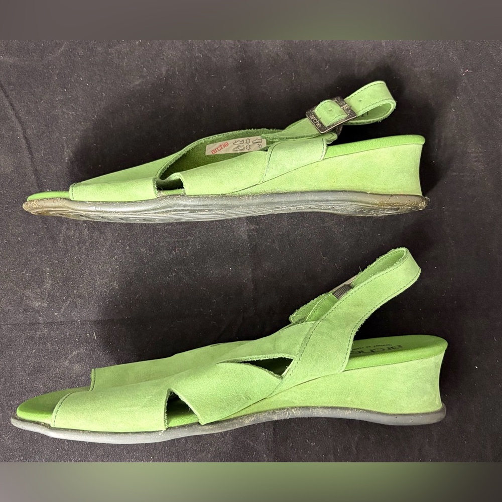 ARCHE Green Slingback Women Sandals Size 39 Made In France GUC - Picture 3 of 10